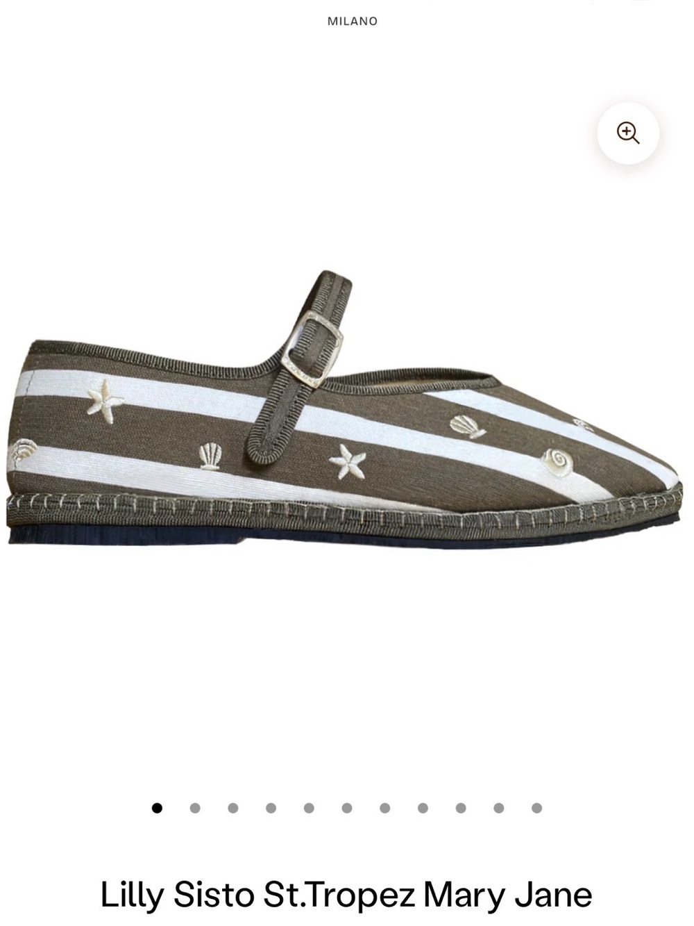 St.Tropez Mary Jane Espadrille in Olive and White
